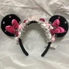 ミニーマウス　カチューシャ　バラ　フリル