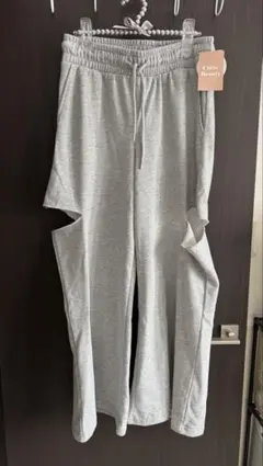 ライトグレー Mサイズ スウェットパンツ ラメ入り ロングパンツ