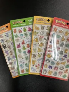 公式正規品　韓国限定 ポケモン 3Dシール バブルステッカー 4枚セット