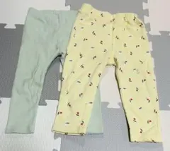ミントグリーンと花柄イエローパンツセット