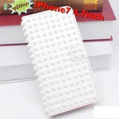 iPhone7 スタッズ ケース 白×白  46