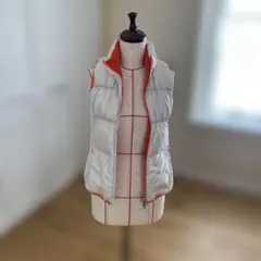 adidas レディース ダウンベスト ホワイト/オレンジ