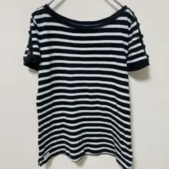 ローレンラルフローレン 【M】ボーダーカットソー ボートネック半袖黒白綿デイリーのサムネイル