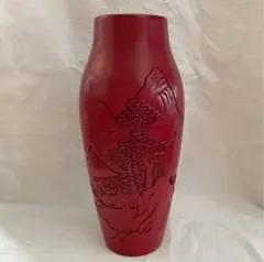 堆朱赤色の彫刻漆器風景花瓶高さ30cm以上 堆朱赤色の彫刻漆器風景花瓶高さ30cm以上 - メルカリ