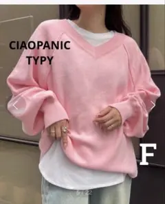 CIAOPANIC TYPY スウェットライクVネックニットピンク 長袖 F