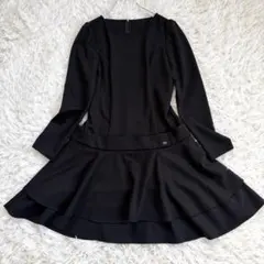 美品✨Rene ルネ ワンピース 黒 ペプラム フリル フォーマル 日本製 長袖