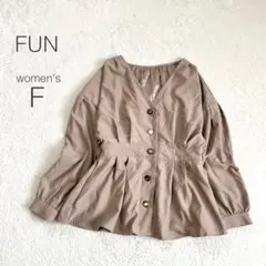 【ファン】ブラウス シャツ 長袖 Ｖネック フェミニン 大人女子 羽織り 美品