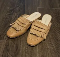 ナノユニバース　フリンジ付きベージュオープントゥサンダル