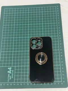 iPhone 13Pro ケース リング付き ブラックゴールド