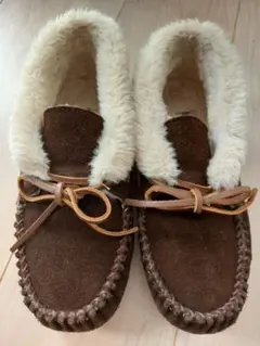 ミネトンカ モカシン ブラウン 裏ボア ムートン 23cm スエード シューズ