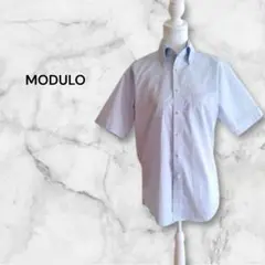 MODULO メンズ半袖ストライプ形態安定シャツ ホワイト ブルー 首回り39