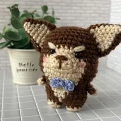 ちまぬい チョコタン チワワ風 犬 あみぐるみ キーホルダー