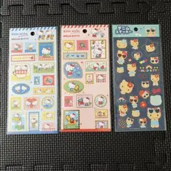 【正規品】 キティちゃん 切手風 シール 2種類　デニムシール　3枚セット