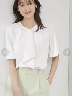 ★ロペピクニック。配色ボウタイ風ブラウス40