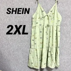 海外古着【SHEIN 】2XL 蝶刺繍 ノースリーブワンピース