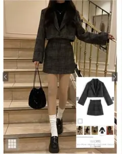 GRL ツイードショート丈ジャケット×ミニスカートセットアップ[tu1425]