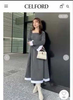 セルフォード　ベルスリーブホールガーメントニットワンピース