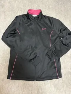 ASICS フルジップジャージジャケット ブラック/ピンク