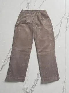 ブラウン コーデュロイ ワイドテーパードパンツ