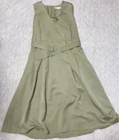 【古着】膝下ワンピース カーキ