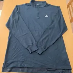 adidas ダークブルー ハーフジップ長袖シャツ
