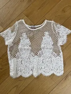 ZARA TRAFALUC ホワイト レース 半袖 トップス S