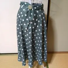 ロングスカート　９号　レトロ　昭和　おしゃれ　ヴィンテージ　水玉　ドット　⑤