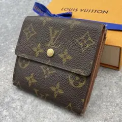 外側 상태좋음 ルイヴィトン 折り財布 Wホック モノグラム ブラウン レザー