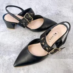 美品＊DIANA スタッズ ゴールド ポインテッドトゥ シューズ　y2k 00s