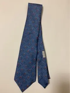 HERMÈS 動物柄 ネクタイ 青
