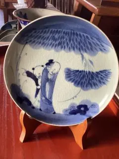 679 骨董 古伊万里 太明成化年製 丸紋染付5寸皿