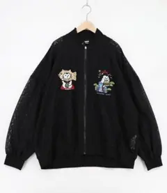 スカラーパリティ　362126：招きタイネコ×はんなりクマ 刺繍レースブルゾンのサムネイル