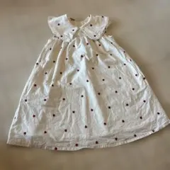 petit main ハート刺繍 半袖ワンピース 110