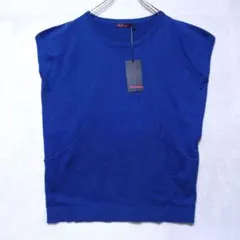 MDHK ノースリーブ ニット ブルー 無地 シンプル （M）コットン