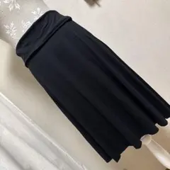 極美品　three dots ハイウエスト　スカート フレア ストレッチ　黒系