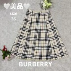 美品✨バーバリーブルーレーベル❤️リネン ノバチェック スカート 36ベージュ