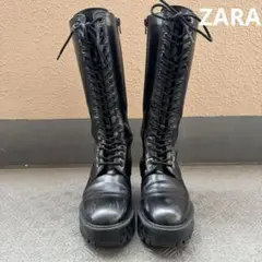 ZARA レースアップ ロングブーツ　本革　35 値下げ不可