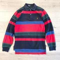 Polo Ralph Lauren USA製 マルチボーダー 長袖ポロシャツ S