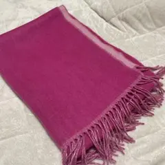 【美品】フリンジ付きストール　ピンク