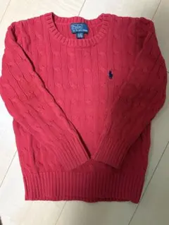 【美品】Polo by Ralph Lauren ケーブルニットセーター レッド