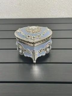 スワロフスキー ハート型 オルゴール ジュエリーボックス 青色 B293