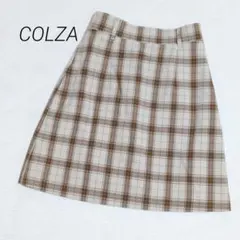 COLZA コルザ ミニスカート フレア チェック柄 Mサイズ ブラウン