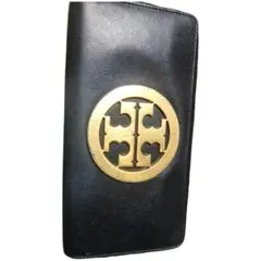 TORY BURCH ラウンドファスナー 長財布 ブラック ゴールドロゴ レザーのサムネイル