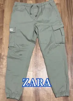 【ZARA】着用1回 イージーカーゴパンツ カーキ Lサイズのサムネイル