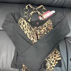 平成ギャル y2k 肩開きトップス ヒョウ柄 M