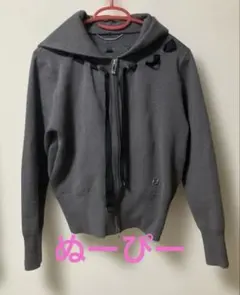 セルフォード阪急限定グレージップアップパーカー　デコラティブニットフーディ