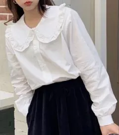 フリル襟ビッグカラーブラウス