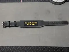 【美品】ゴールドジム トレーニングレザーベルト パッド付 Sサイズ ブラック