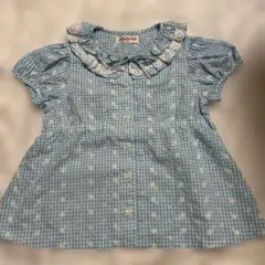 mezzo piano 半袖ブラウス 120 水色 レトロ