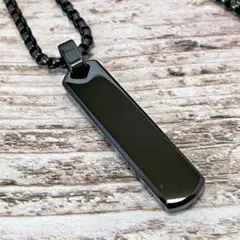 新品☆T109 メンズ ネックレス スティック ブラック ペンダント ステンレス